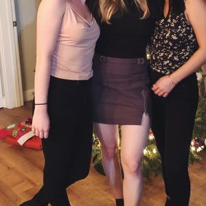 Free People Plum Vegan / Faux Leather Mini Skirt